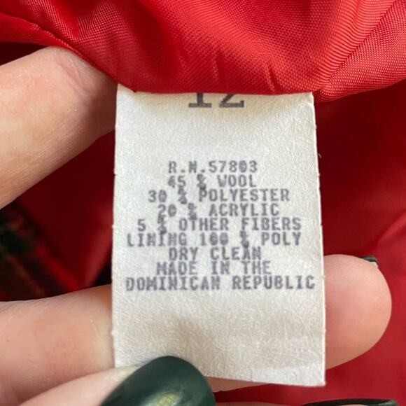 Vintage 1990s Tartan Plaid Blazer Jacket Zip Front Red Christmas Winter Festive - Picture 6 of 14